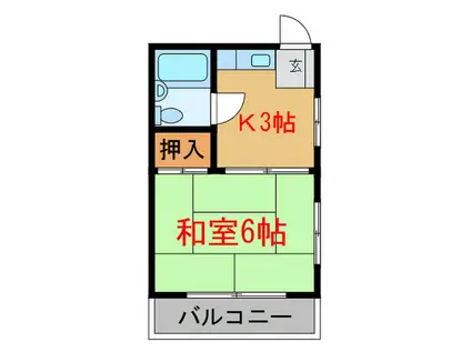 アパートメント草苑(1K/2階)の間取り写真