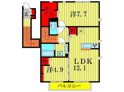フェリス酒井根 II(2LDK/2階)の間取り写真