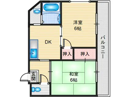 シャトーヨシダ(2DK/3階)の間取り写真