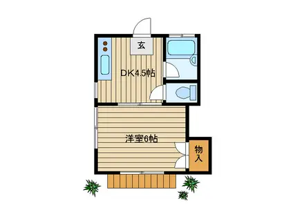 ホークス和香(1DK/1階)の間取り写真