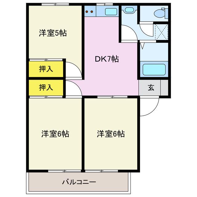 竹内ハイツ(3DK/2階)の間取り写真
