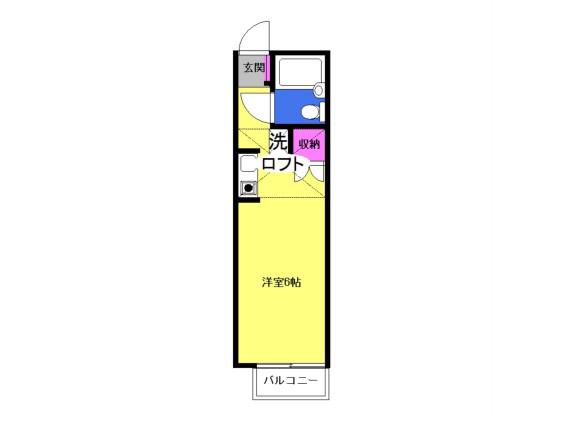 フラット妻田(1K/2階)の間取り写真