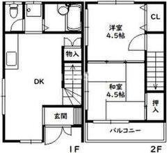 房王寺メゾネットハウス(2DK/1階)の間取り写真