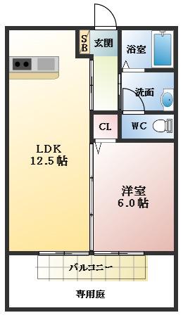 ハイムガドーレ(1LDK/1階)の間取り写真