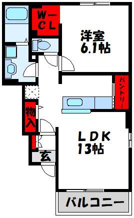 グリーンフィールズ遠賀I(1LDK/1階)の間取り写真