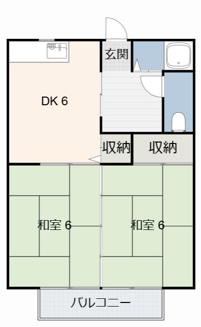 高須ハイツ(2DK/2階)の間取り写真