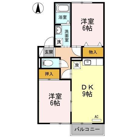 フォーラム ワーゴII(2DK/2階)の間取り写真