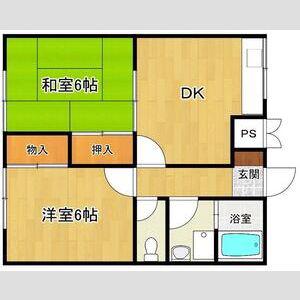 ハイツエスペランサII(2DK/2階)の間取り写真
