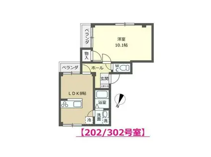 ラ・ヴィアンローズ(1LDK/3階)の間取り写真