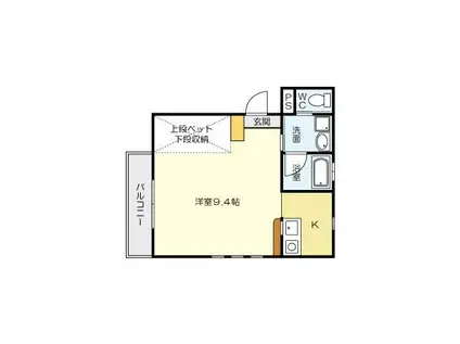 コーポラスM(ワンルーム/1階)の間取り写真