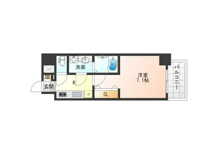 S-RESIDENCE福島玉川UNO(1K/5階)の間取り写真