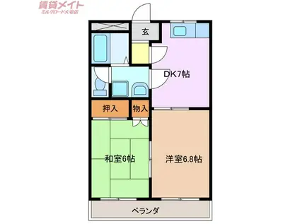 アイリスガーデン羽田(2DK/2階)の間取り写真