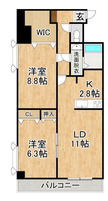 大通南8マンション(2LDK/9階)の間取り写真