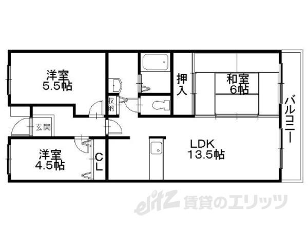 セリージェ彦根(3LDK/5階)の間取り写真