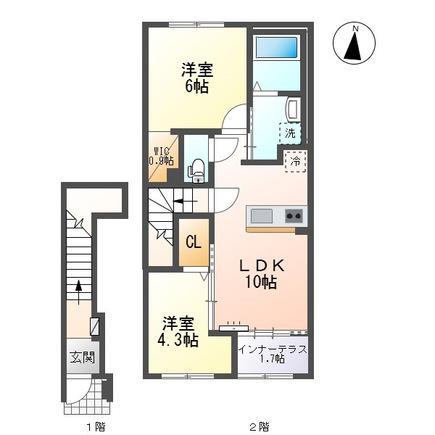 ブリスフォート(2LDK/2階)の間取り写真