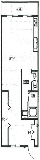山田ビル(ワンルーム/2階)の間取り写真