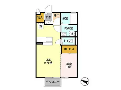 ヴィラドエル III(1LDK/1階)の間取り写真