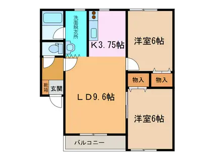 ノースプロムナード66 A(2LDK/2階)の間取り写真