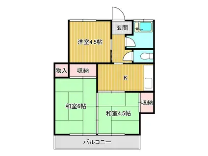 幸福荘(3K/2階)の間取り写真