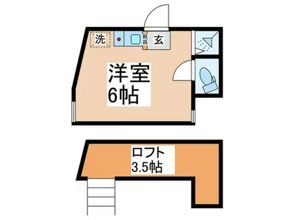 ユナイト浜町カサビアンの杜(ワンルーム/2階)の間取り写真