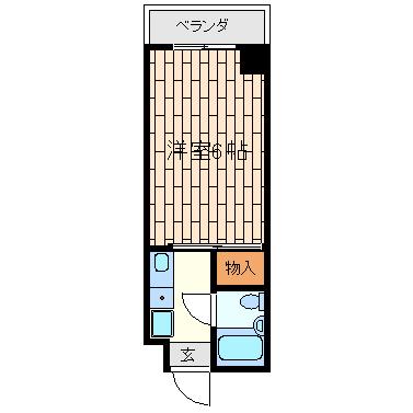 山手ダイヤハイツB(1K/4階)の間取り写真