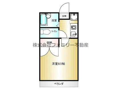 あさひスカイハイツ(1K/2階)の間取り写真