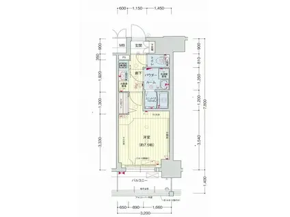 プレサンス桜通ザ・タイムズ(1K/8階)の間取り写真