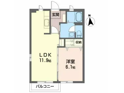 EKハイツB(1LDK/2階)の間取り写真