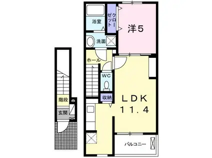 ナリッシュメゾンC(1LDK/2階)の間取り写真