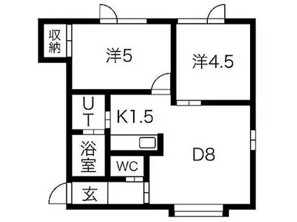 ライフコート西野B(2LDK/2階)の間取り写真