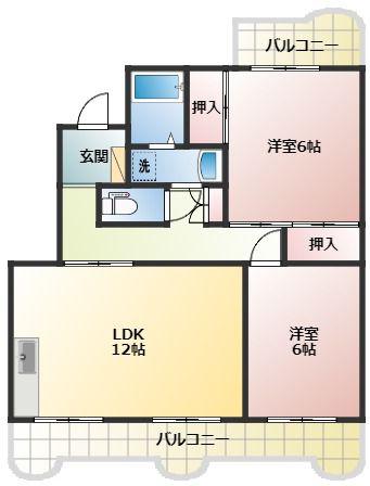 グランヴェール伏見II(2LDK/1階)の間取り写真