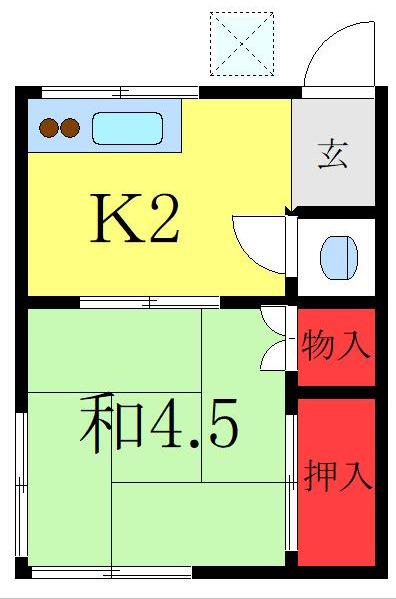 たつみ荘(1K/1階)の間取り写真