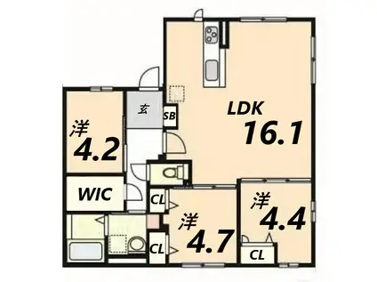 クレールメゾン(3LDK/1階)の間取り写真