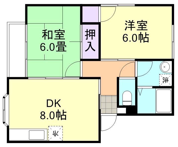 シャトル三瑞I(2DK/2階)の間取り写真