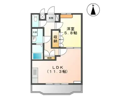 リヴィエールII(1LDK/2階)の間取り写真