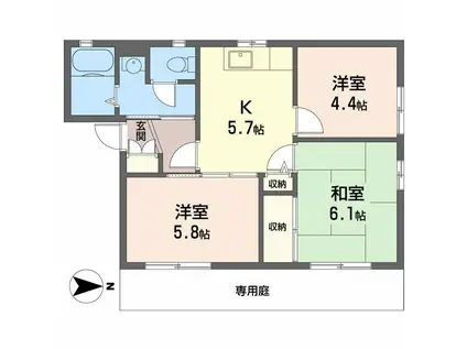 LE HABITAT(3K/1階)の間取り写真