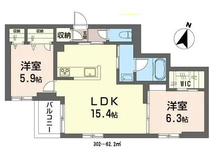シャーメゾン サチ(2LDK/3階)の間取り写真