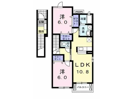 メゾン・ド・フレーシュ I(2LDK/2階)の間取り写真