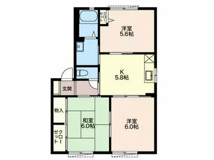 カーサアコルデD(3K/1階)の間取り写真