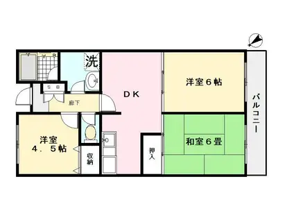 パークサイドハイツII(3DK/2階)の間取り写真