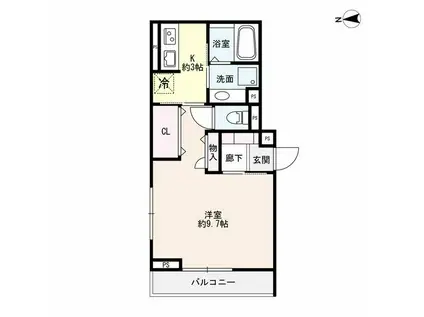 エルミタージュ久後崎(1K/3階)の間取り写真