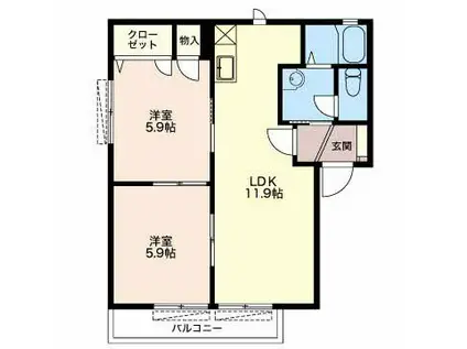 グリーンロード A(2LDK/2階)の間取り写真