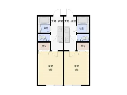 SK宮田 北棟(1K/2階)の間取り写真