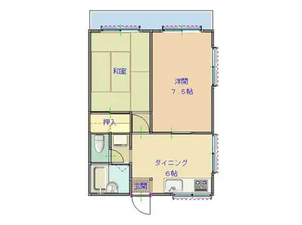 メゾンマキ(2DK/1階)の間取り写真