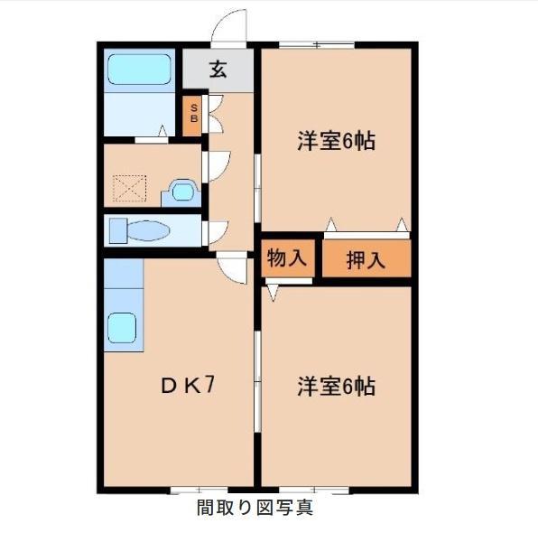 メルローズ本郷(2DK/2階)の間取り写真