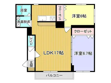 エクセルパレス(2LDK/3階)の間取り写真