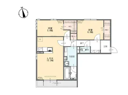 ミライズテラス亀貝(2LDK/1階)の間取り写真