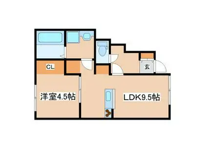西蒲田アパート(1LDK/1階)の間取り写真