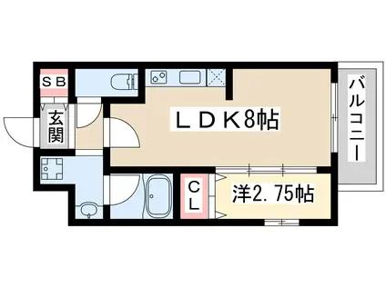 フォーチュニー江坂2(1LDK/6階)の間取り写真