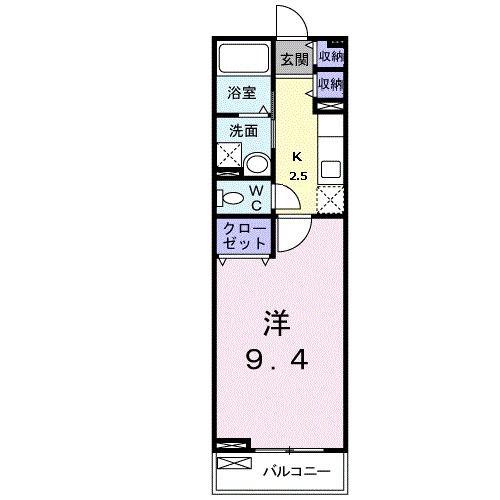レインボー小郡(1K/2階)の間取り写真